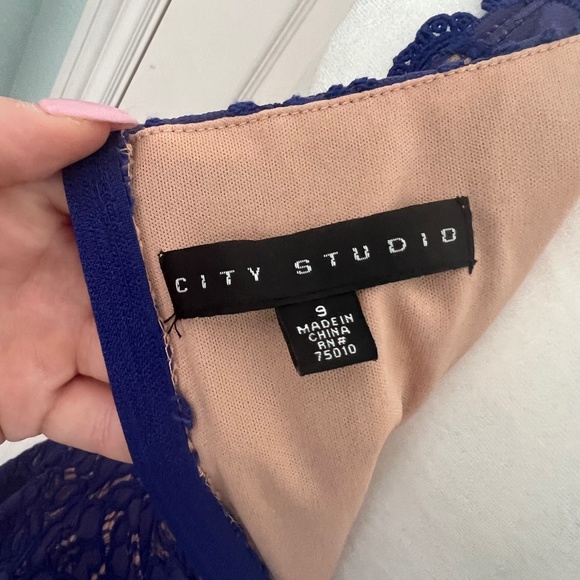 City Studio Royal Blue Lace Skater dress Size 9 - Picture 9 of 11